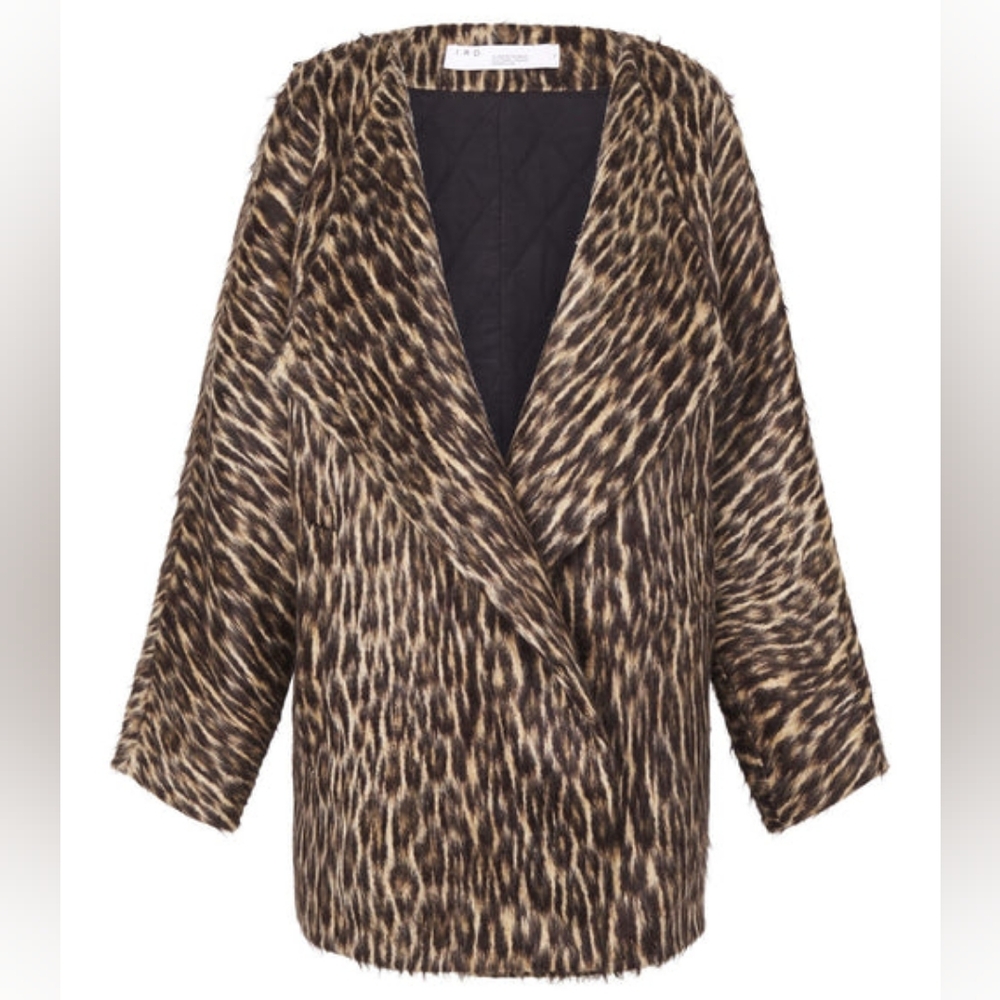 IRO Leopard Print Wool Oversized Coat Sz 2
